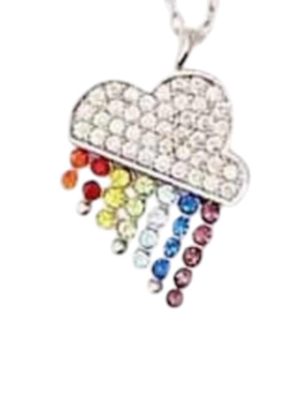 Kate Spade ♠️ New York Crystal Rainbow Cloud Pendant Sliver Necklace - Picture 2 of 4